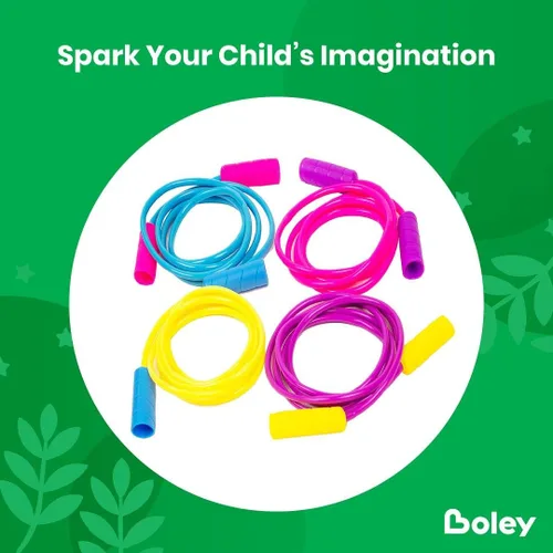 Miniatura 3 de Boley Juego de cuerdas de saltar para niños, paquete de 12, cuerdas de saltar duraderas de 7 pies con asas antideslizantes para niños y niñas