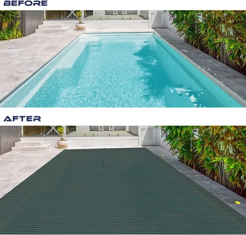 Miniatura 5 de Windscreen4less Cubierta de Piscina Enterrada Rectangular de 8'x8' de Malla de Seguridad de Invierno para Piscina con Cable de Alambre (Gris Claro)