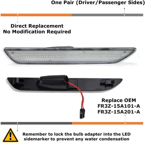 Miniatura 2 de iJDMTOY - Kit de focos laterales traseros con lente transparente roja LED completa Compatible con Ford 2015-23 Mustang, alimentado por 48-SMD LED