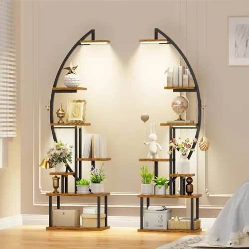 Miniatura 7 de Soporte para plantas de interior con luces de cultivo: estante grande para múltiples plantas, paquete de 2 estantes para plantas de 7 niveles