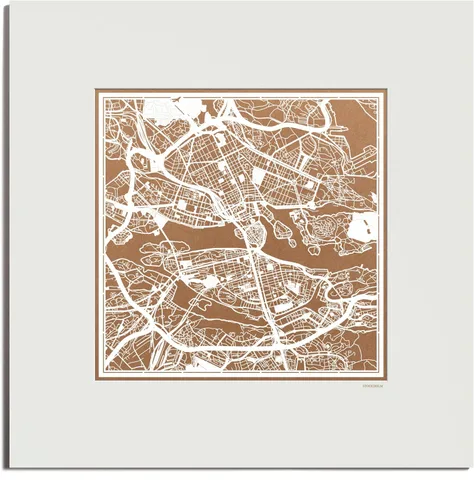 Miniatura 83 de O3 Design Studio Mapa de corte de papel Madrid negro mate de 20 x 20 pulgadas