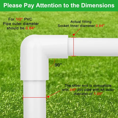 Miniatura 2 de 10Pack 3/4" x 1/2" PVC Increaser/Reducer 90 Degree Elbow PVC Pipe Fittings (Socket x Socket) Schedule 40 PVC Slip Reducing 90° Elbow Pipe Fittings
