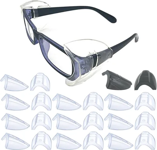 KMDJG - 11 pares de protectores laterales de seguridad, protectores laterales transparentes para gafas de seguridad, se adaptan a marcos de anteojos