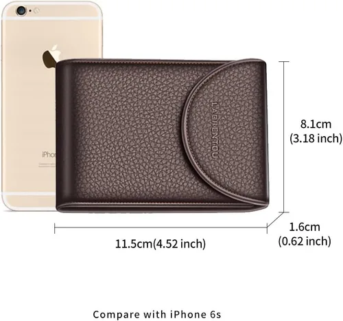 Miniatura 3 de LAORENTOU Hombres Cartera Cuero Genuino Titular De La Tarjeta Para Hombre Marca Negocios Licencia De Conductor De La Tarjeta De Crédito, Marrón 2