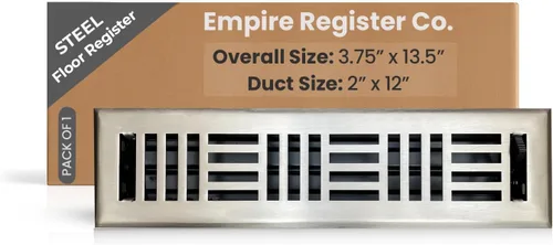 Miniatura 12 de Empire Register Co, Registro de piso de acero - 2x10 pulgadas, diseño Art Nouveau, acabado negro texturizado, rejillas de ventilación de piso