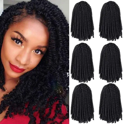 Miniatura 72 de Paquete de 2 cabello para trenzas en espiral de 8 pulgadas, cabello Spring Twist para rastas falsas, rastas de mariposa, cabello para trenzas, fibra