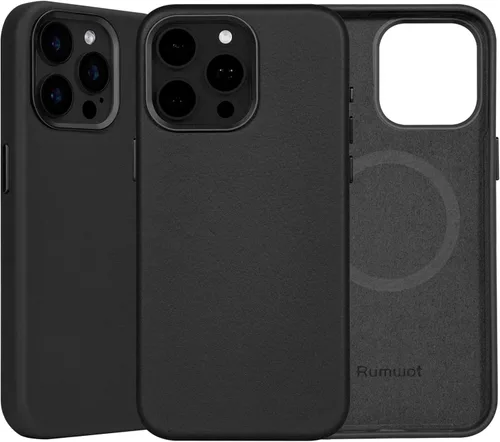Miniatura 30 de Funda de cuero genuino para iPhone 13 Pro, cuero de grano completo, compatible con MagSafe y carga inalámbrica, bisel de la cámara con botones