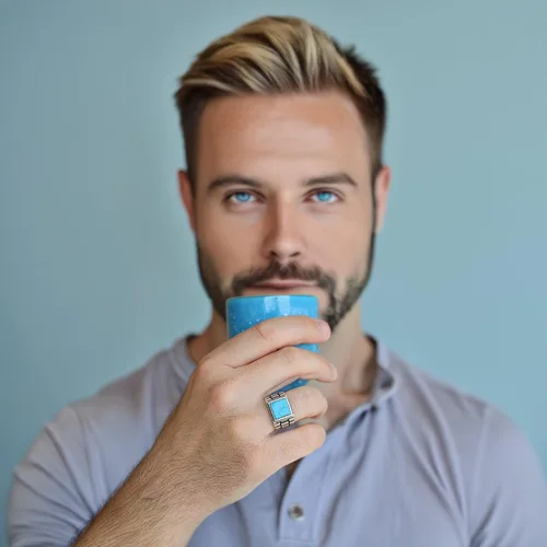 Miniatura 5 de Sterling Silver Rings for Men - Style Mens Sterling Silver Ring with Onyx or Turquoise Stone, Anillos Para Hombre