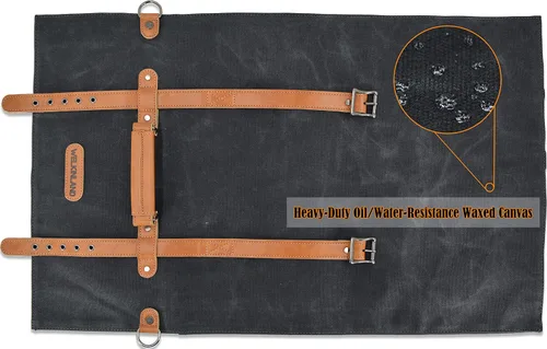 Miniatura 4 de WELKINLAND Bolsa enrollable de cuchillos con 14 bolsillos, Bolsa enrollable de cuero de lona encerada, Porta cuchillos, Bolsa enrollable