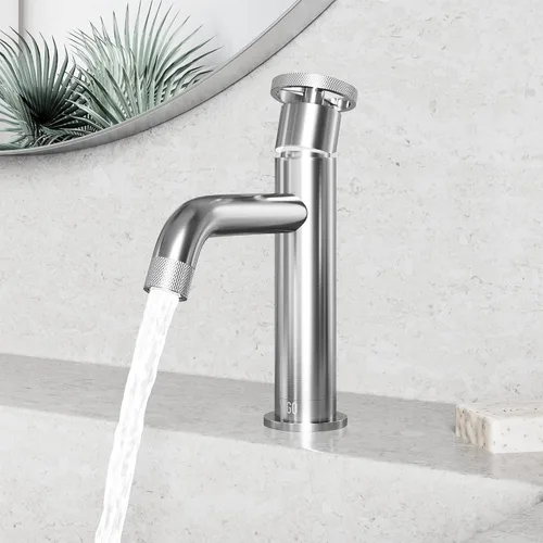 Miniatura 5 de VIGO Cass - Grifo de baño de un solo orificio de 8 pulgadas de alto en níquel cepillado VG01046BN