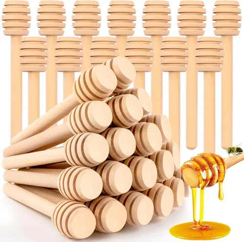 25 Piezas Palitos Dispensadores de Miel, Dispensador de Miel de Madera, Mini Palo de Panal de 3 Pulgadas, Palo Agitador de Miel para Dispensar y