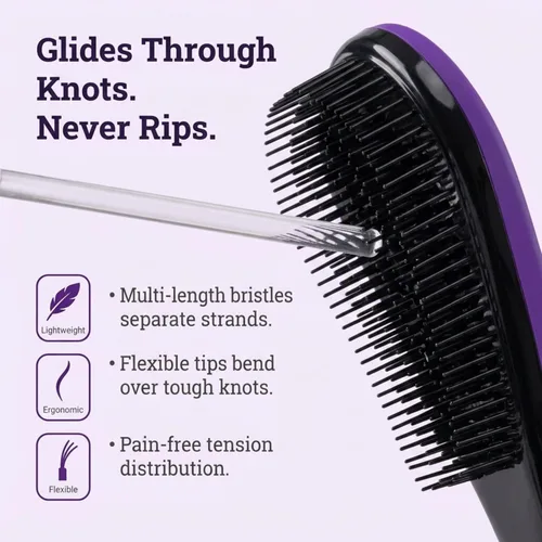 Miniatura 3 de Performore Smooth Glide - Cepillo desenredante para cabello natural, rizado, liso, húmedo o seco, secado rápido, cabello largo o corto para mujeres
