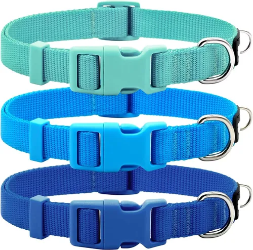 Miniatura 13 de azuza Paquete de 3 collares de perro cómodos y ajustables de nailon para perros pequeños, S (11-16 pulgadas), rosa, rosa intenso y morado 2#3 Pack