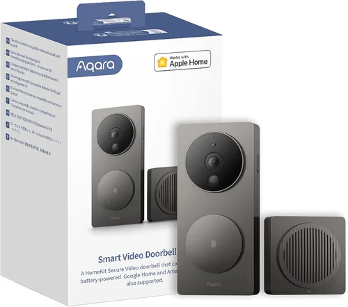 Aqara Video Doorbell G4 (Timbre incluido), cámara de timbre de video HomeKit Secure Video de 1080p FHD, reconocimiento facial local y