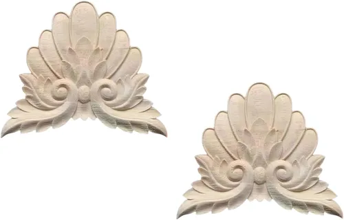 Miniatura 18 de 2 calcomanías de talla de madera sin pintar, apliques de madera tallada para muebles de bricolaje, apliques para pared, cama, puerta, armario, 7