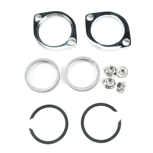 Miniatura 7 de Nuevo Kit de instalación de bridas de escape par bridas juntas C-Clips tuercas arandelas para Harley Davidson