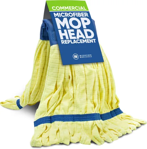 Miniatura 3 de Repuesto de cabezal de fregona comercial, 1 paquete de mopa de tubo de microfibra azul mediano (14 onzas) Trapeadores industriales húmedos
