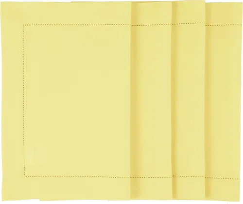 Solino Home - Juego de 4 manteles individuales de lino amarillo, 14 x 19 pulgadas, manteles individuales de algodón y lino con punto de dobladillo,
