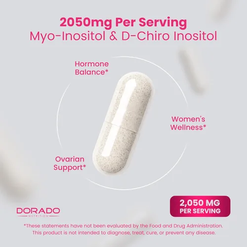 Miniatura 4 de Suplemento de Myo-Inositol y D-Chiro Inositol para Mujeres (240 Cápsulas, 2050mg Por Porción, Relación Ideal 40:1 Myo Inositol) Equilibrio Hormonal