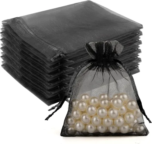 Miniatura 55 de Crweety 50 Piezas Bolsas de Organza Doradas de 3 x 4 Pulgadas, Pequeñas Bolsas de Regalo de Malla con Cordón para Favores de Boda, Despedida