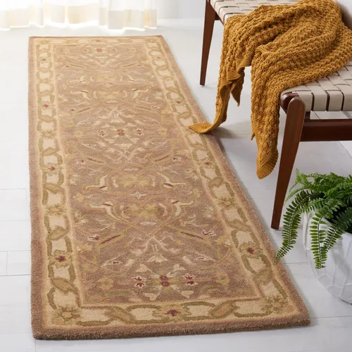 Miniatura 4 de SAFAVIEH Antiquity Collection AT311A - Alfombra decorativa de lana oriental tradicional hecha a mano, 2 x 3 pies, marrón y dorado
