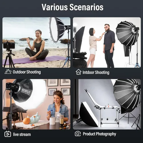 Miniatura 8 de SIRUI Luz de video LED CS100 de 100 W, iluminación continua de luz diurna portátil, CRI 96 de 5600K, TLCI 98 4000Lux/m, montaje Bowens, 8 efectos
