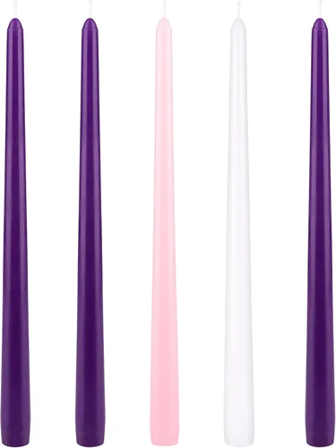 Miniatura 22 de Mega Candles Juego de 4 velas de Adviento de Navidad sin perfume, vertidas a mano, velas cónicas de cera prémium de 10 pulgadas x 7/8 pulgadas