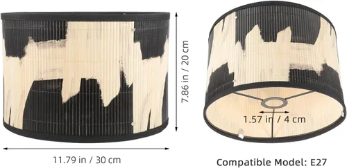 Miniatura 2 de Uonlytech pantalla de lámpara de bambú, pantalla de lámpara de tambo vintage, cubierta de lámpara de reemplazo para lámpara colgante de pie, Como se