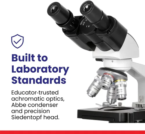 Miniatura 6 de AmScope Serie B120 Microscopio compuesto binocular LED para estudiantes y profesionales - Aumento 40X a 2500X - Incluye cámara USB 2.0 de 0.3MP