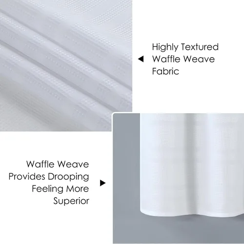 Miniatura 9 de Home Queen Cortinas Waffle Blancas para Ventana de Baño, Repelentes al Agua con Bolsillo para Barra, Cortinas Cortas de Cocina para Ventana Pequeña
