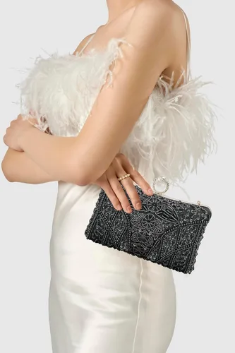 Miniatura 6 de BABEYOND Bolsos de mano de noche para mujer, accesorios vintage para bolso de noche para mujer, Gatsby de los años 20 con cuentas de lentejuelas