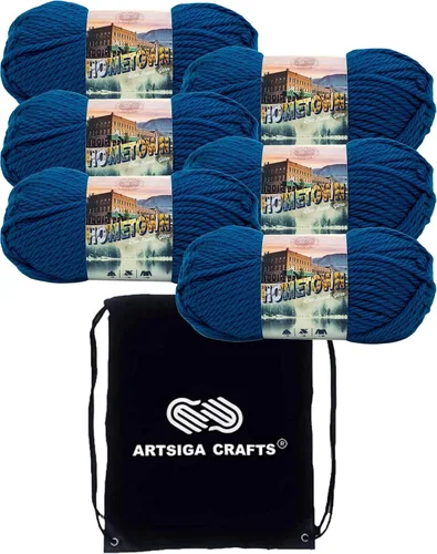Miniatura 78 de Lion Brand Hometown New York White 135-100 (3 madejas - mismo lote de tinte) #6 S Bulky - Hila acrílica para crochet y tejer con bolsa para proyectos