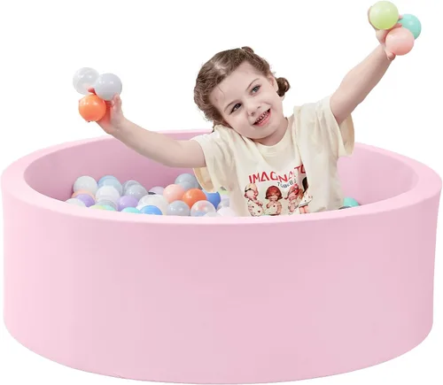 Miniatura 10 de SHJADE Piscina de pelotas de espuma para niños pequeños, 35.4"x 11.8" Piscina de pelotas para niños, Piscina de pelotas redonda suave para bebés