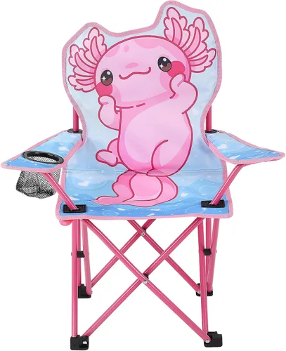 Miniatura 16 de KABOER Silla plegable para césped y camping para niños con portavasos y bolsa de transporte, sillas de camping para niños rosado sirena