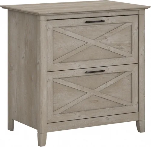 Miniatura 11 de Bush Furniture Key West – Archivador lateral con 2 cajones, color cereza Roble blanco puro.