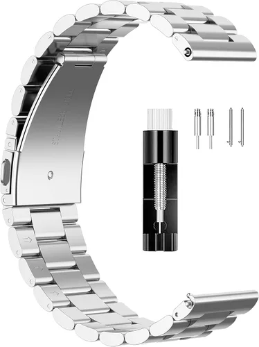 Miniatura 10 de FitTurn Correas compatibles con MAXTOP/GRV - Correa de reloj de acero inoxidable de metal de repuesto clásico duradero con hebilla de metal