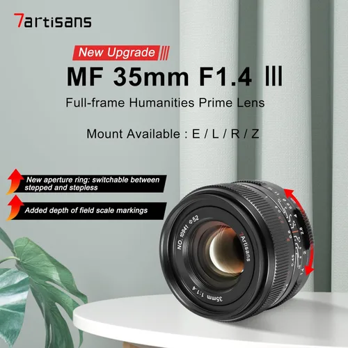 Miniatura 2 de 7artisans 35mm F1.4 Mark Ⅲ Lente Prime de Enfoque Manual de Marco Completo de Gran Apertura Compatible con Cámara Sin Espejo de Montura L (Negro)