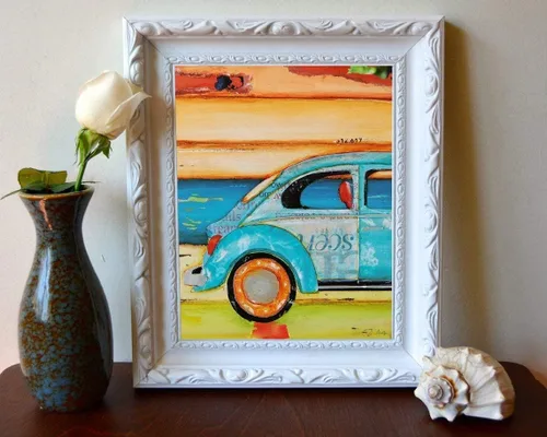 Miniatura 2 de Just Roll With It, impresión artística de Danny Phillips, sin marco, vintage, antiguo, retro, clásico, para automóvil, automóvil, automóvil, playa