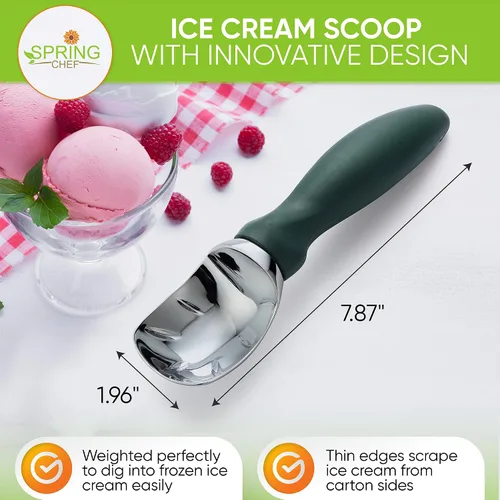 Miniatura 2 de Spring Chef - Cuchara profesional para helado con mango suave - Cuchara de helado resistente para masa de galletas, yogur congelado, gelato, Verde