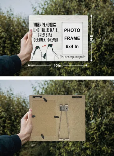 Miniatura 4 de FONDCANYON Marcos de fotos de amor para parejas, con texto en inglés «You Are My Pingüin», marco de fotos de pingüinos para parejas, San Valentín