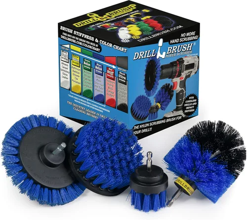 Drillbrush Azul – Juego de accesorios de cepillo de limpieza de barco – Aluminio – Madera – Detalle personal de embarcaciones – Kit de limpieza de