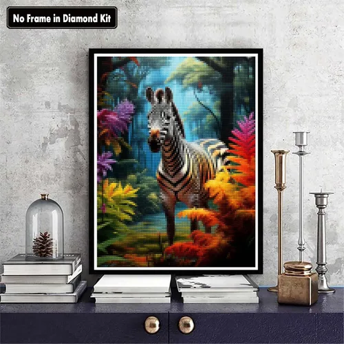 Miniatura 2 de Zariocy Kits de arte de diamantes 5D para adultos, cebra, pintura de bricolaje con arte de diamantes, arte redondo de diamante, pinturas