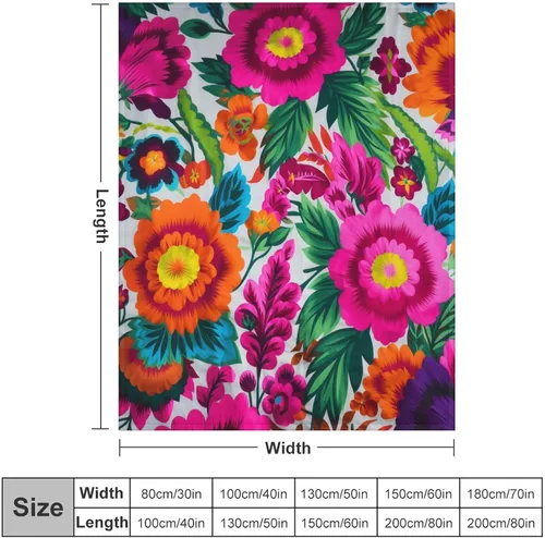 Miniatura 2 de Manta de forro polar con flores mexicanas, acogedora manta de franela para cama de 50 x 60 pulgadas para sofá, cama, oficina, Navidad, Halloween