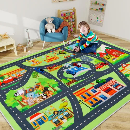Miniatura 12 de Alfombra de juegos para niños, alfombra de juegos con tráfico de vida urbana, alfombra de juegos para niños, alfombra de juego educativo para niños