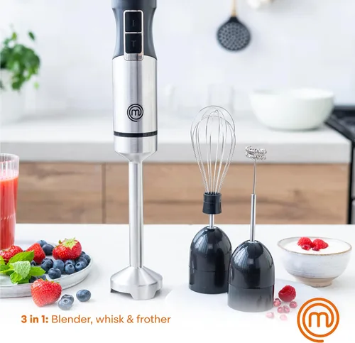 Miniatura 2 de MasterChef Batidora de Inmersión de Mano con Batidor Eléctrico y Accesorios de Espumador de Leche, Batidora de Mano de Acero Inoxidable para Hacer