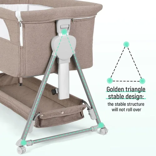 Miniatura 5 de Cowiewie Moisés Junto a la Cama, Moisés para Bebé con 7 Alturas Ajustables, Moisés Junto a la Cama para Bebé con Almacenamiento, Malla Transpirable