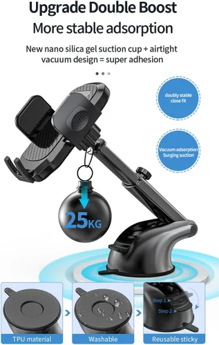 Miniatura 3 de Soporte de teléfono de automóvil para salpicadero, ventilación de parabrisas, universal, manos libres, ventosa, soporte para teléfono celular