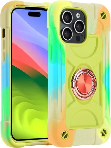 Miniatura 66 de MARKILL Funda compatible con iPhone 15 de 6.1 pulgadas con soporte integrado, [grado militar resistente de cuerpo completo] protección contra Rosa