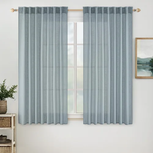 Miniatura 65 de MIULEE Cortinas de lino blanco de 108 pulgadas de largo para dormitorio, sala de estar, cortinas de ventana con textura de lino suave y grueso, Lino