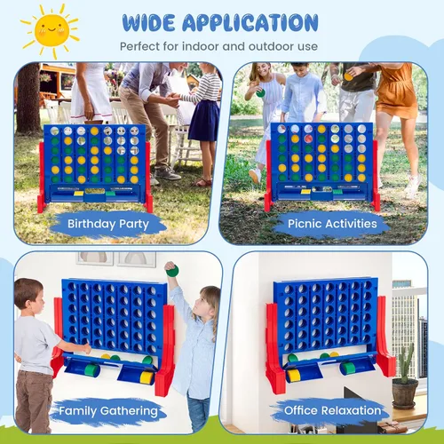 Miniatura 3 de KOTEK 1.6 FT Tall Giant 4-in-A-Row, Jumbo 4-to-Score Game with Carrying Bag & 42 Coins, Quick Release Slider, Indoor Outdoor Family Board Game for